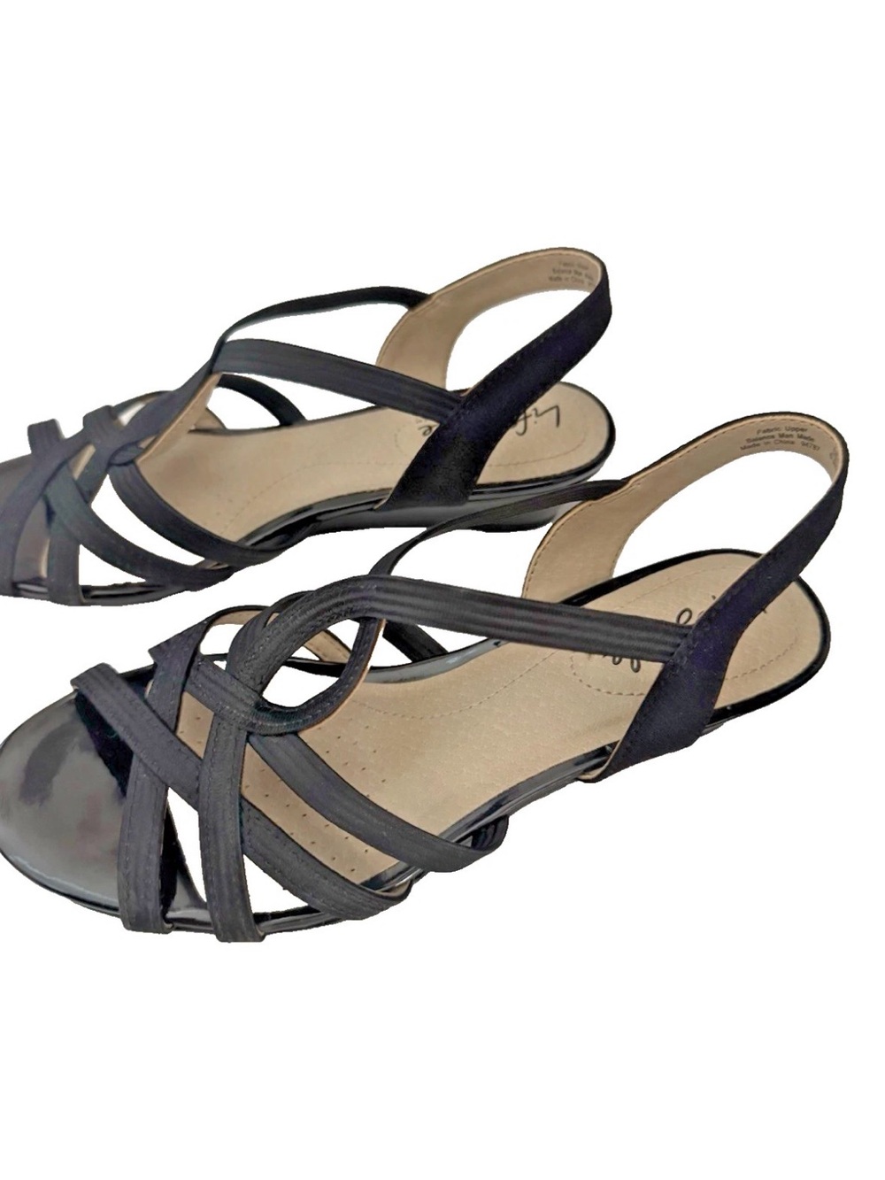 Life Stride Black Strappy Slingback Sandals